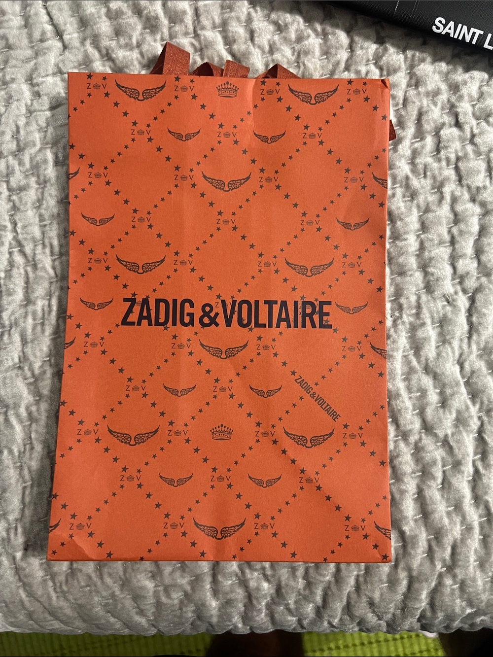 Zadig & Voltaire Orange Paper Tote with Black Logo